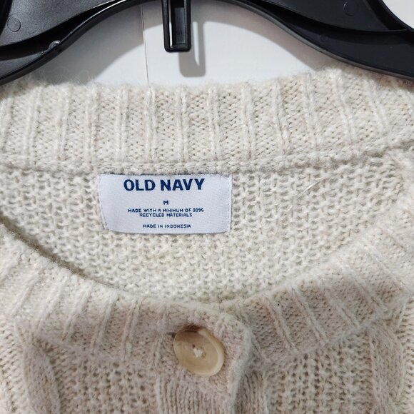 Old Navy NEW Women's Button Down Cardigan Woven Oatmeal Color Sweater - Medium - Picture 2 of 12
